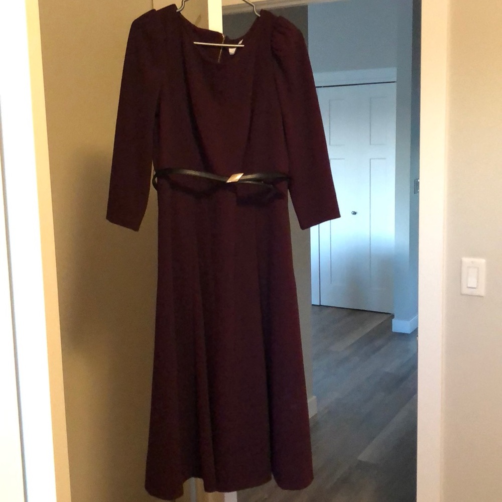 Calvin Klein long sleeves belted dress